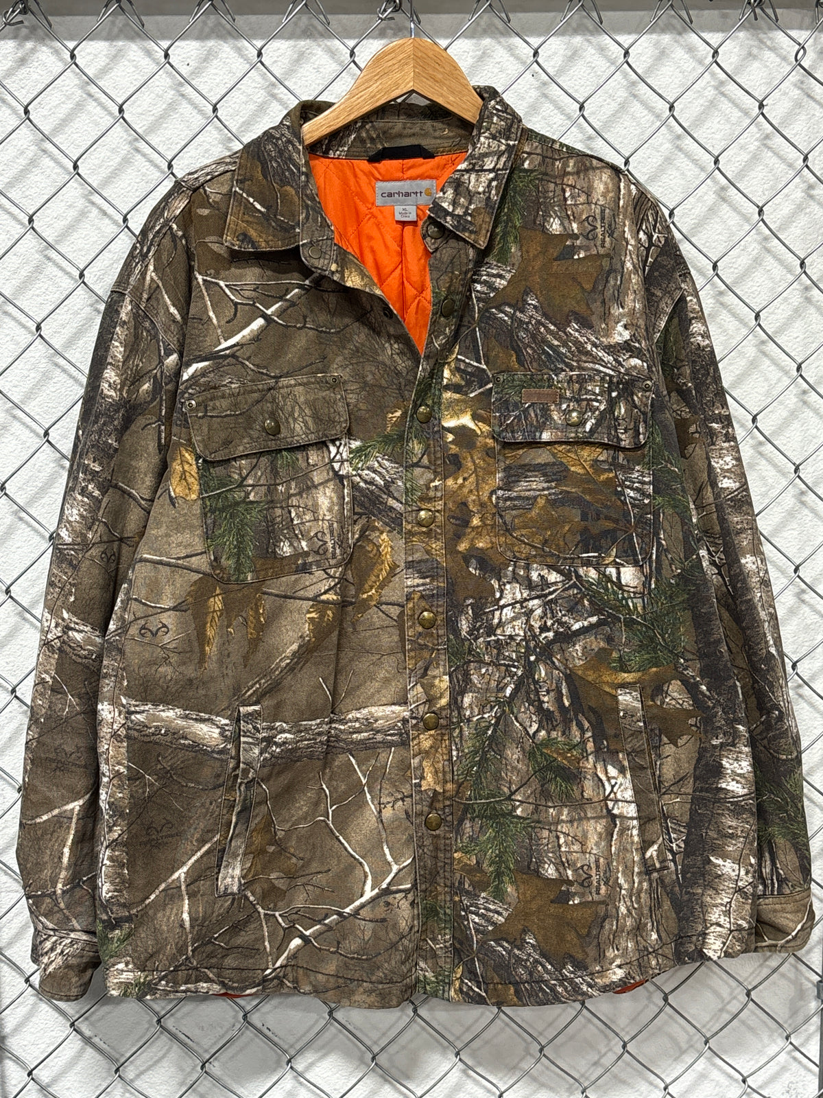 Carhartt Real Tree Woodland Hunting Camo Button Up Jacket Size XL