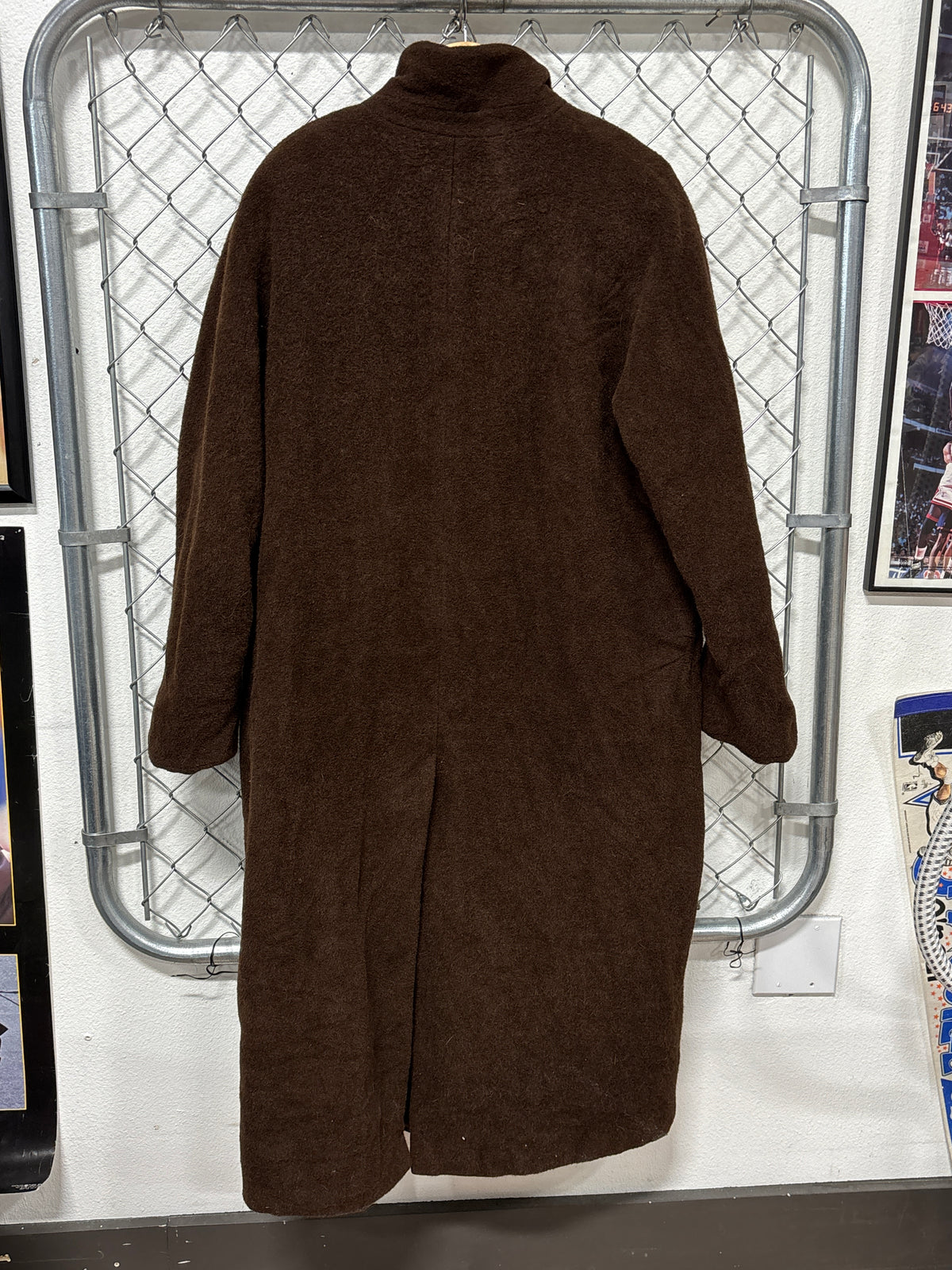 Vintage 80's Calvin Klein Union Made Archive Brown Wool Overcoat Size 14