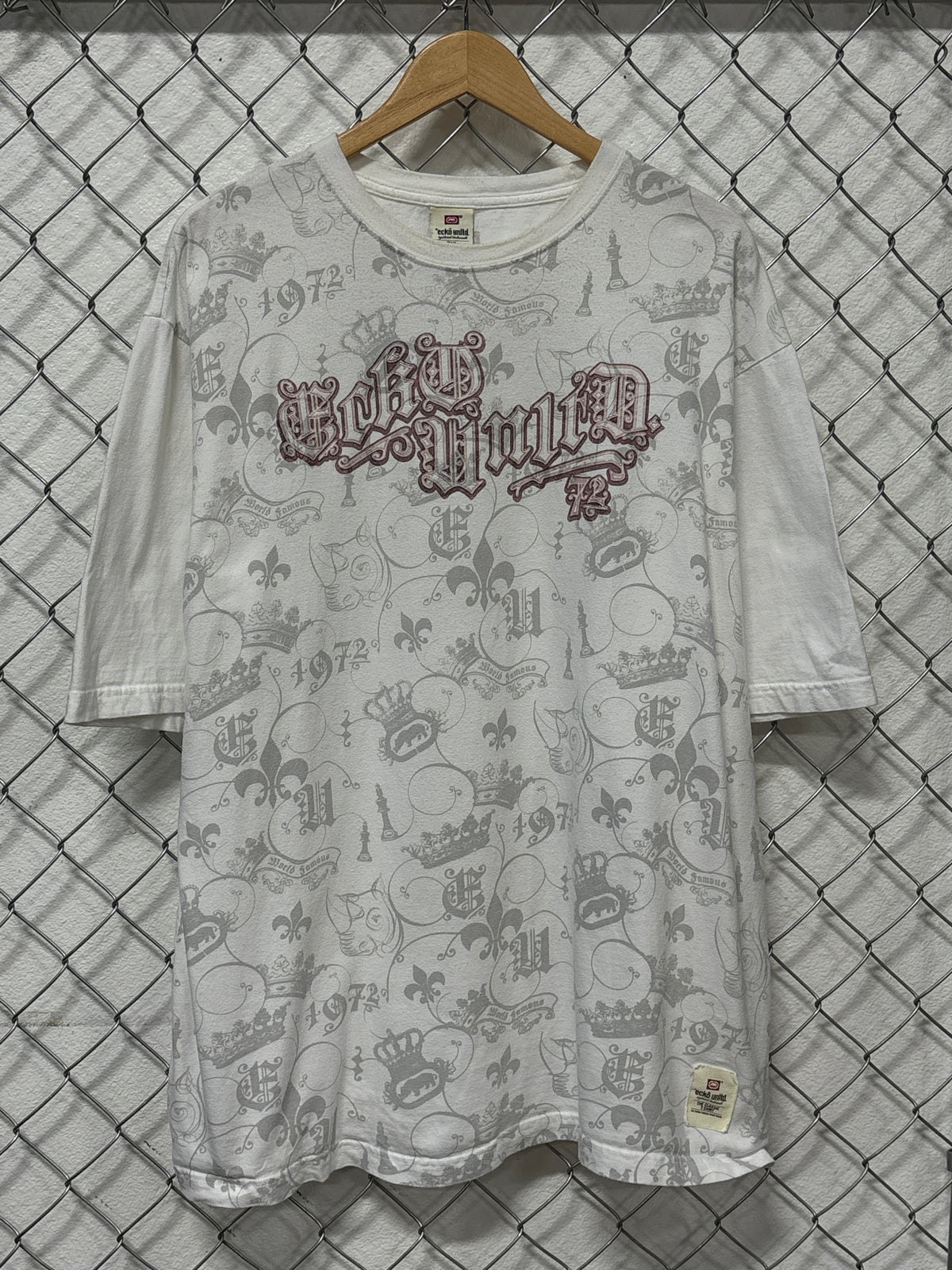 Y2K Ecko Unlimited All Over Print White Graphic Tee Size 3XL