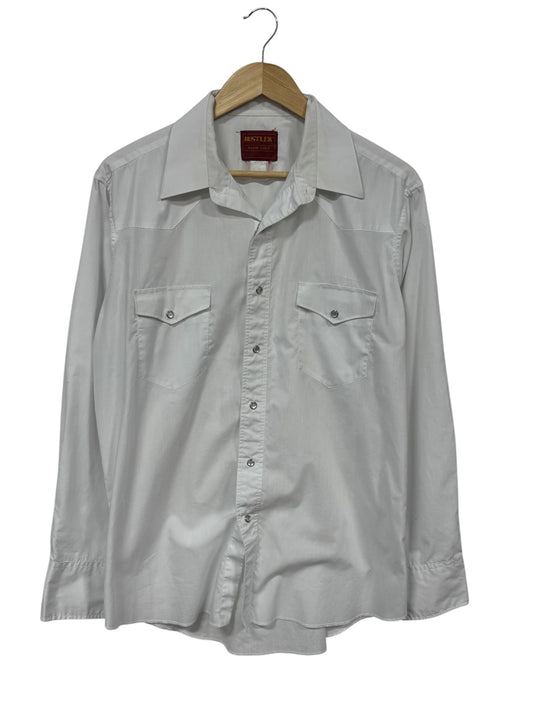 Vintage 90's Rustler White Pearl Snap Button Up Western Shirt Size Large