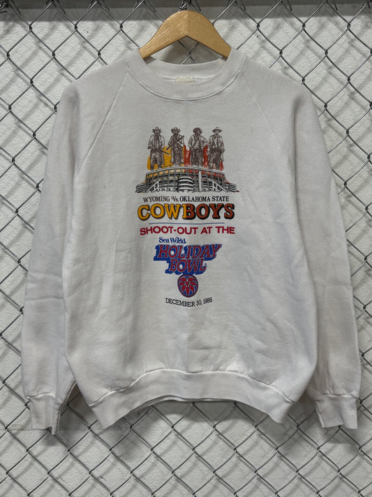 Vintage 1988 Holiday Bowl Wyoming Cowboys Oklahoma Sweater Size Large