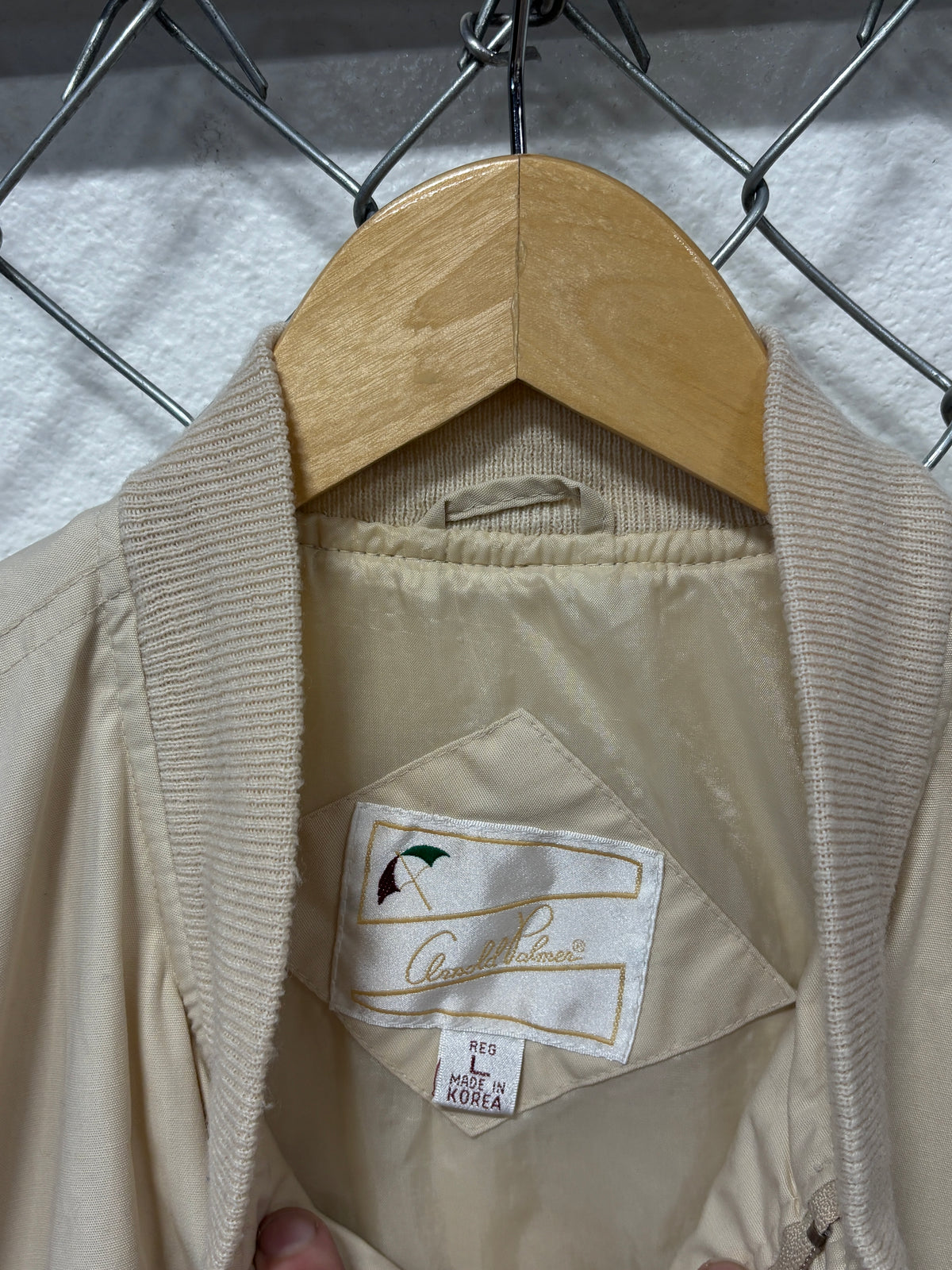 Vintage Arnold Palmer Tan Lightweight Golf Jacket Size Large