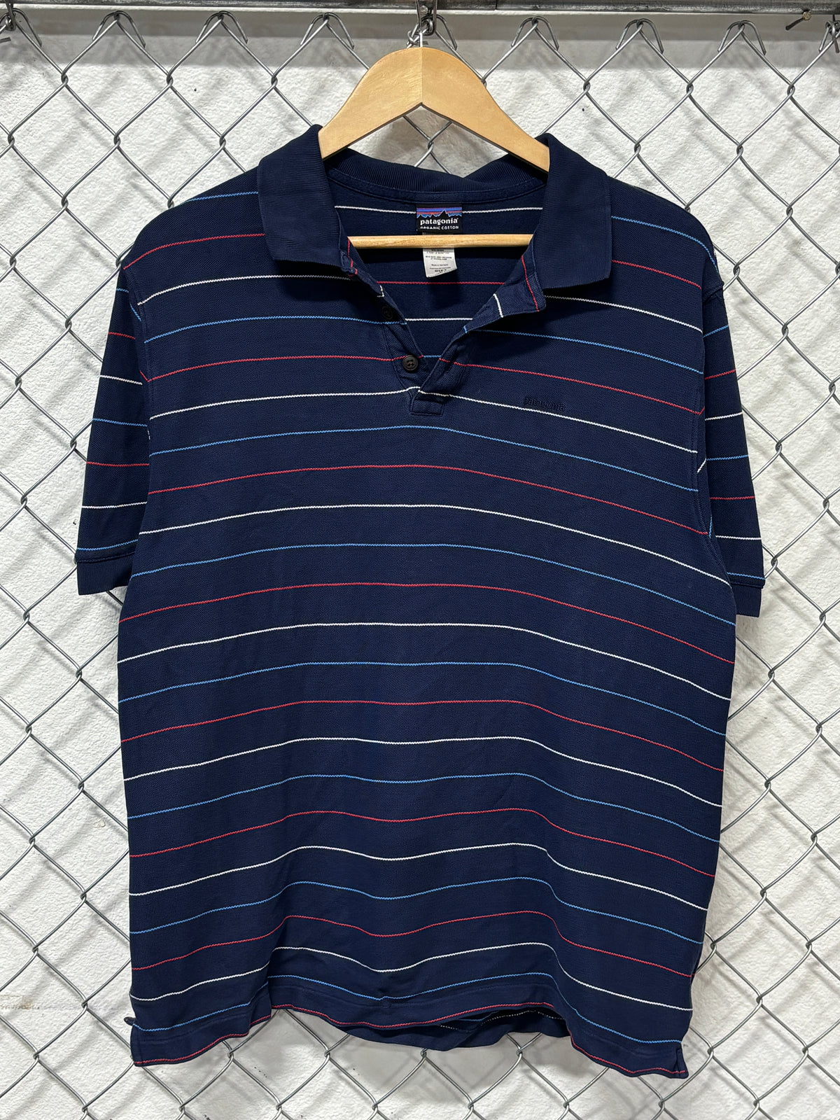 Vintage Patagonia Striped Blue Polo Shirt Size Medium