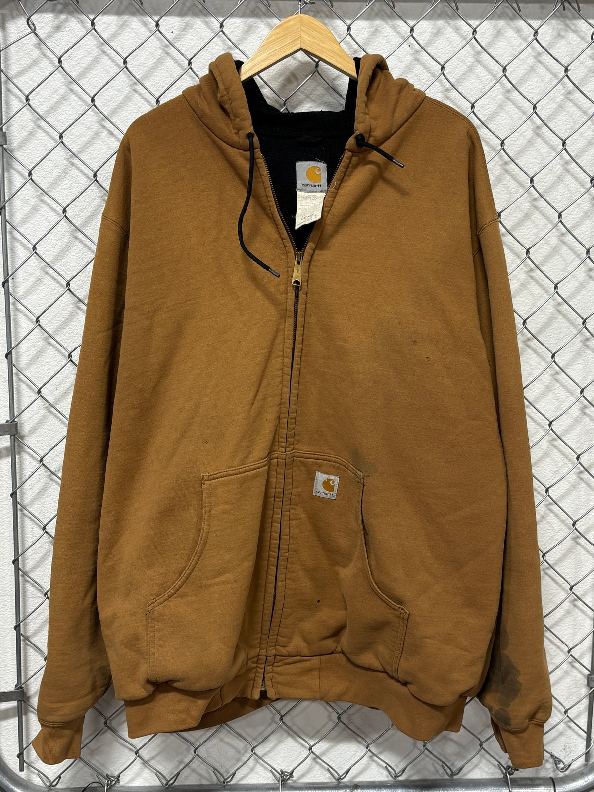 Vintage Carhartt Heavy Weight Insulated Brown Zip Up Hoodie Size XL Tall