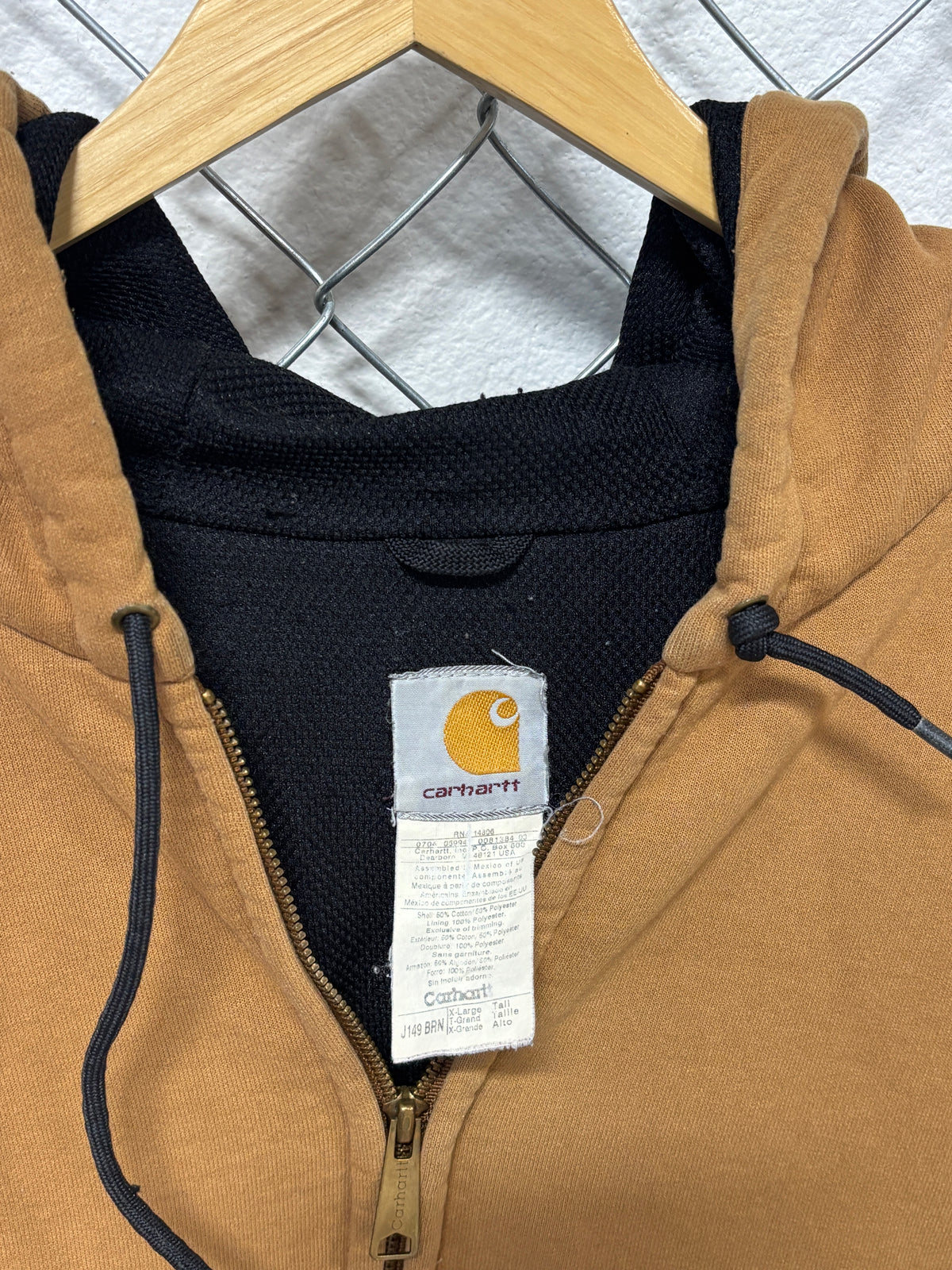 Vintage Carhartt Heavy Weight Insulated Brown Zip Up Hoodie Size XL Tall