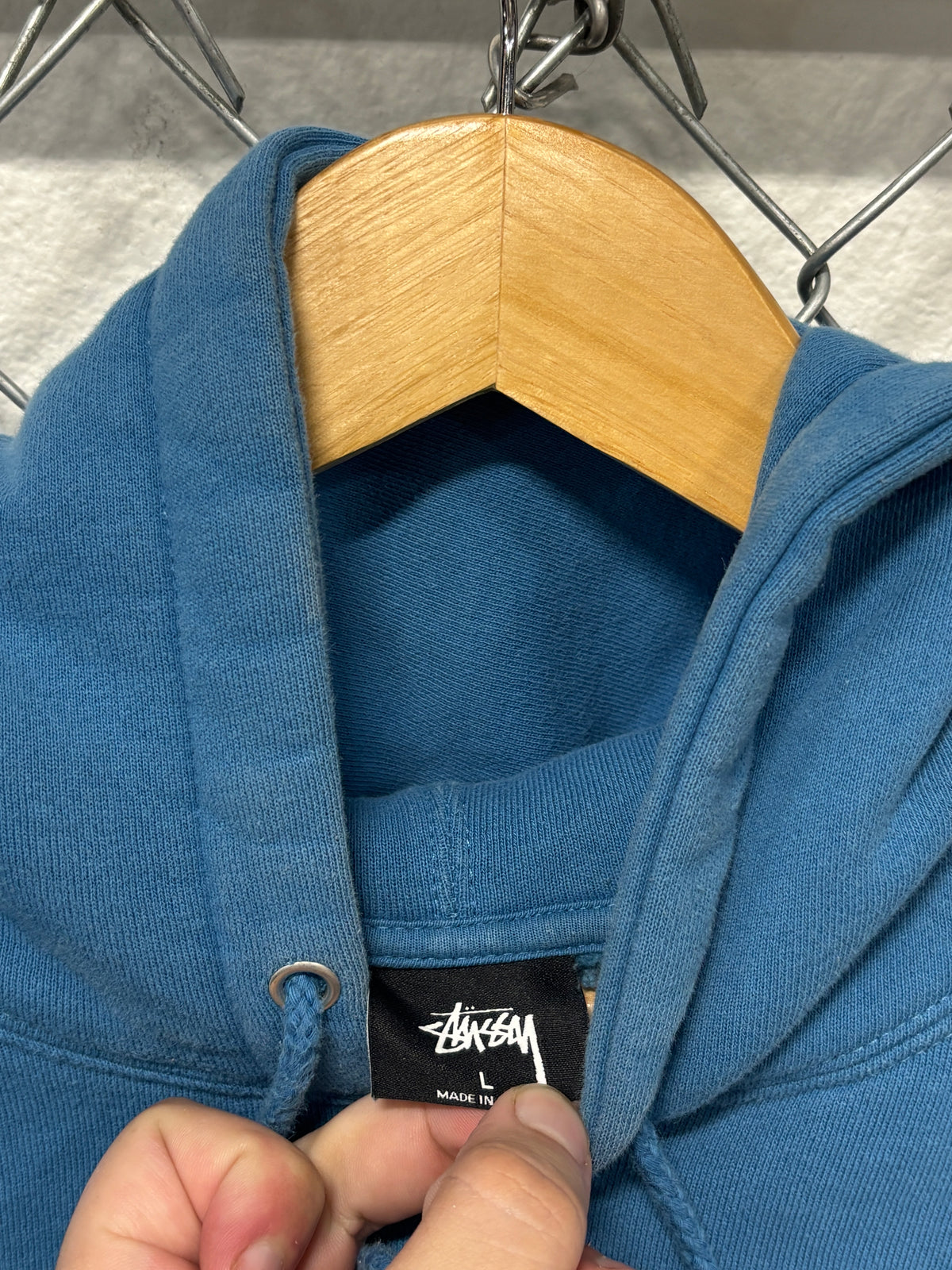 Stussy Blue Sun Logo Pullover Hoodie Size Large