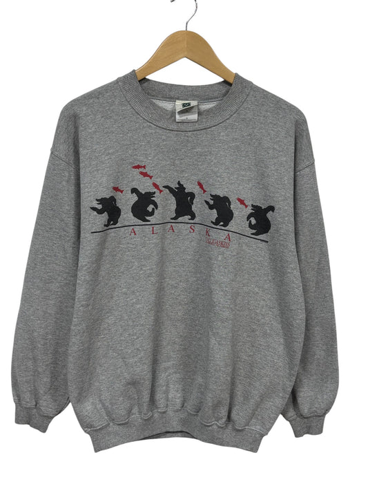 Vintage 90's Alaska Grizzly Bear Salmon Fishing Sweater Size Medium