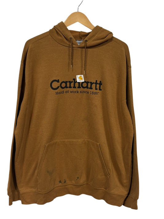 Vintage Carhartt Hard at Work Brown Hoodie Size XL