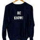 Vintage He Knows Crewneck Sweater Size Medium