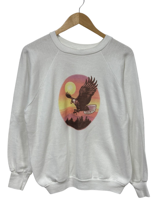 Vintage 80's Bald Eagle Sunset Nature Crewneck Sweater Size Large