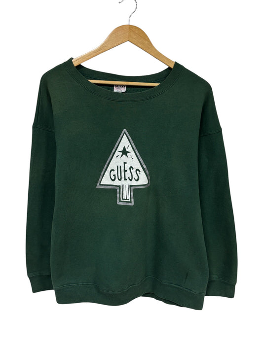 Vintage 90's Guess Oversized Green Crewneck Sweater Size Large
