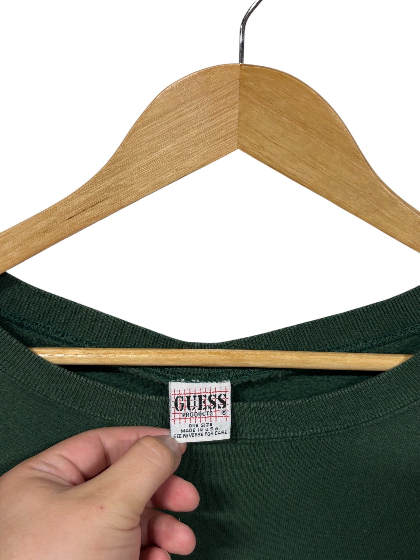Vintage 90's Guess Oversized Green Crewneck Sweater Size Large