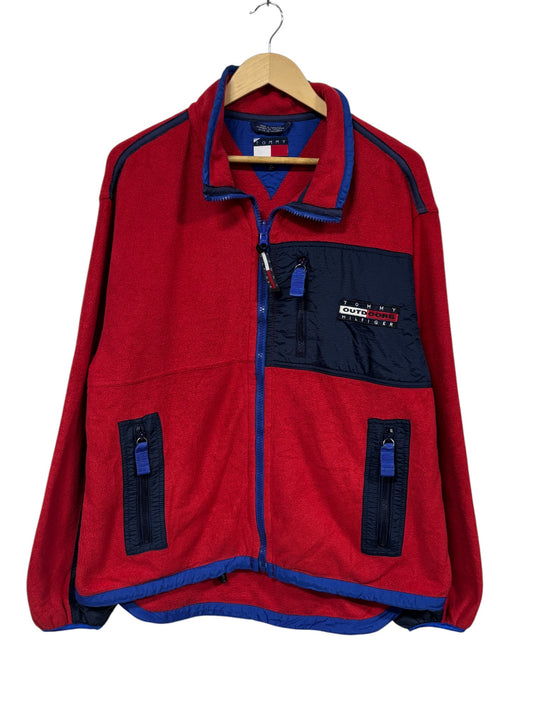 Vintage 90's Tommy Hilfiger Outdoors Red Fleece Jacket Size Medium