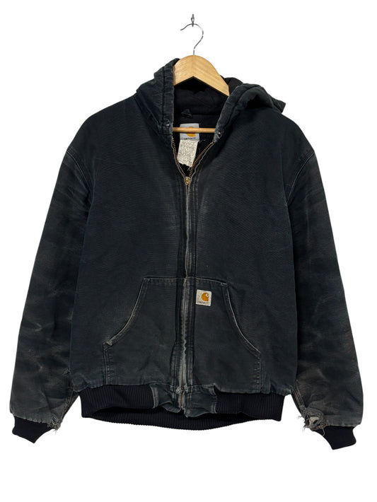 Vintage Carhartt Black Faded J140 Zip Up Work Jacket Size Medium