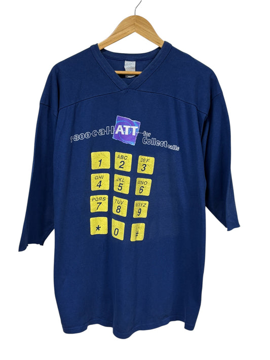 Vintage 80's AT&T Collect Calls 3/4 Sleeve Graphic Tee Size XL