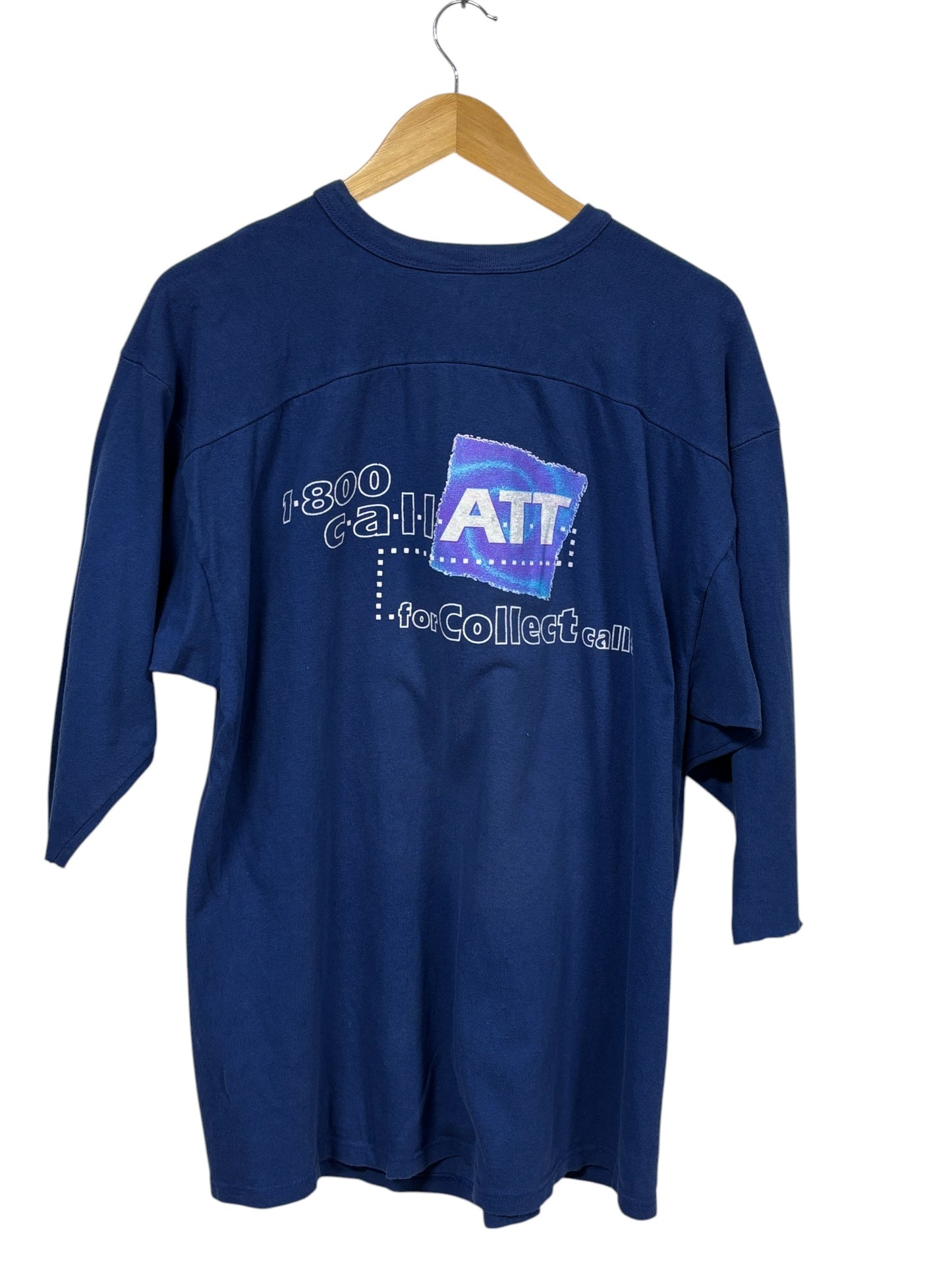 Vintage 80's AT&T Collect Calls 3/4 Sleeve Graphic Tee Size XL
