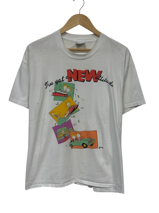 Vintage 80's New Attitude Cartoon Graphic Tee Size XL