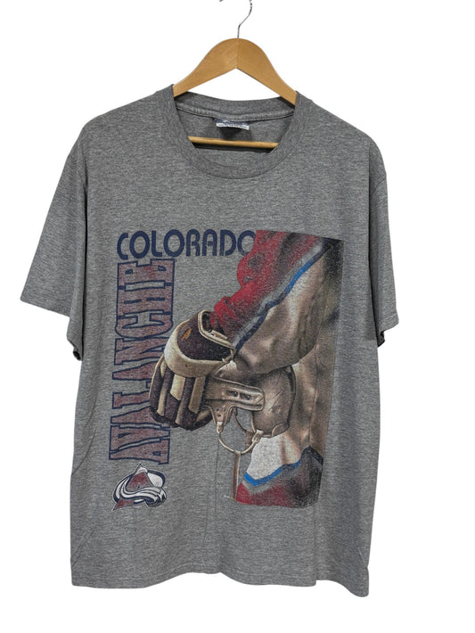 Vintage 90's Colorado Avalanche Big Print Hockey Graphic Tee Size Large