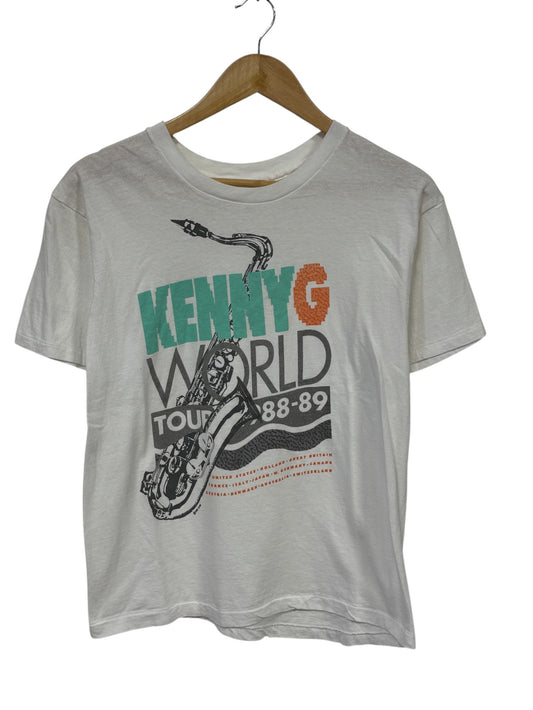 Vintage 1989 Kenny G World Saxophone Jazz Music Graphic Tee Size Medium
