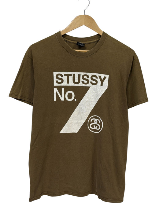 Vintage Y2K Stussy Number 7 Big Print Skate Graphic Tee Size Medium