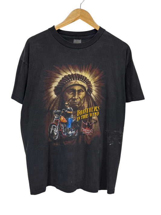 Vintage 80's Harley Davidson 3D Emblem Brothers in the Wind Tee Size XL