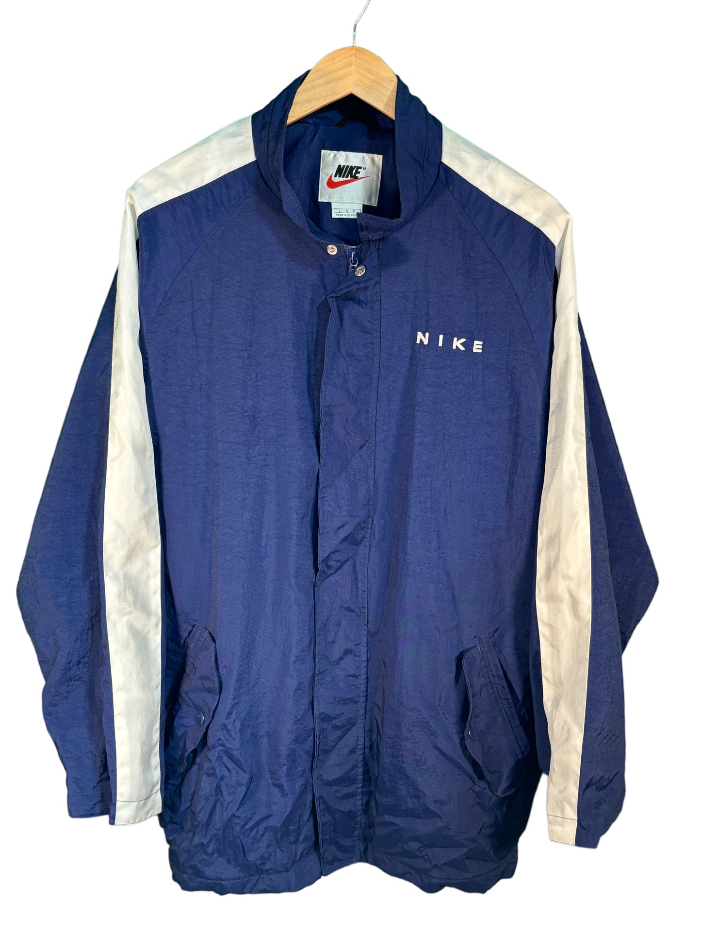 Vintage 90's Nike Navy Blue Big Swoosh Windbreaker Jacket Size Large