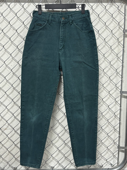 Vintage 90's Women's Lee Green Denim High Waisted Jeans Size 25x27