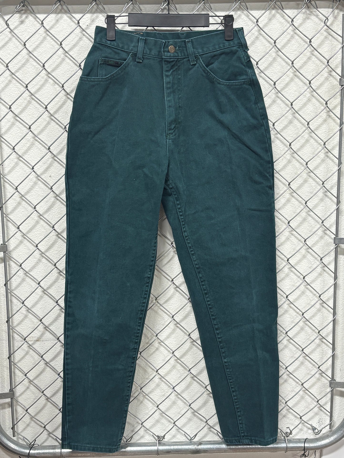 Vintage 90's Women's Lee Green Denim High Waisted Jeans Size 26x29