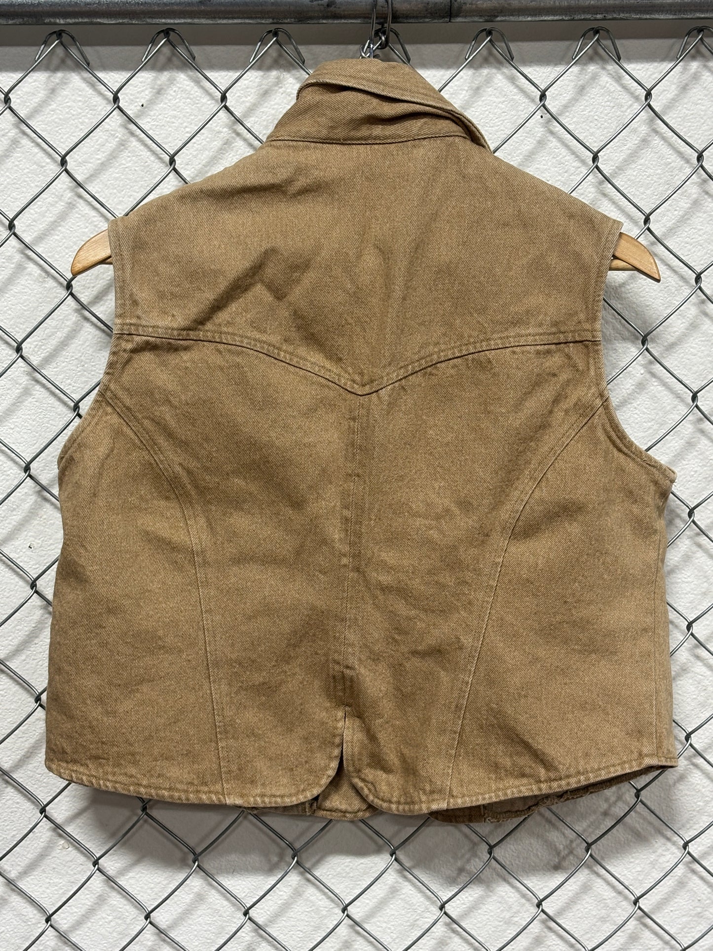 Vintage Women's Wrangler Western Wear Brown Denim Vest Size XL