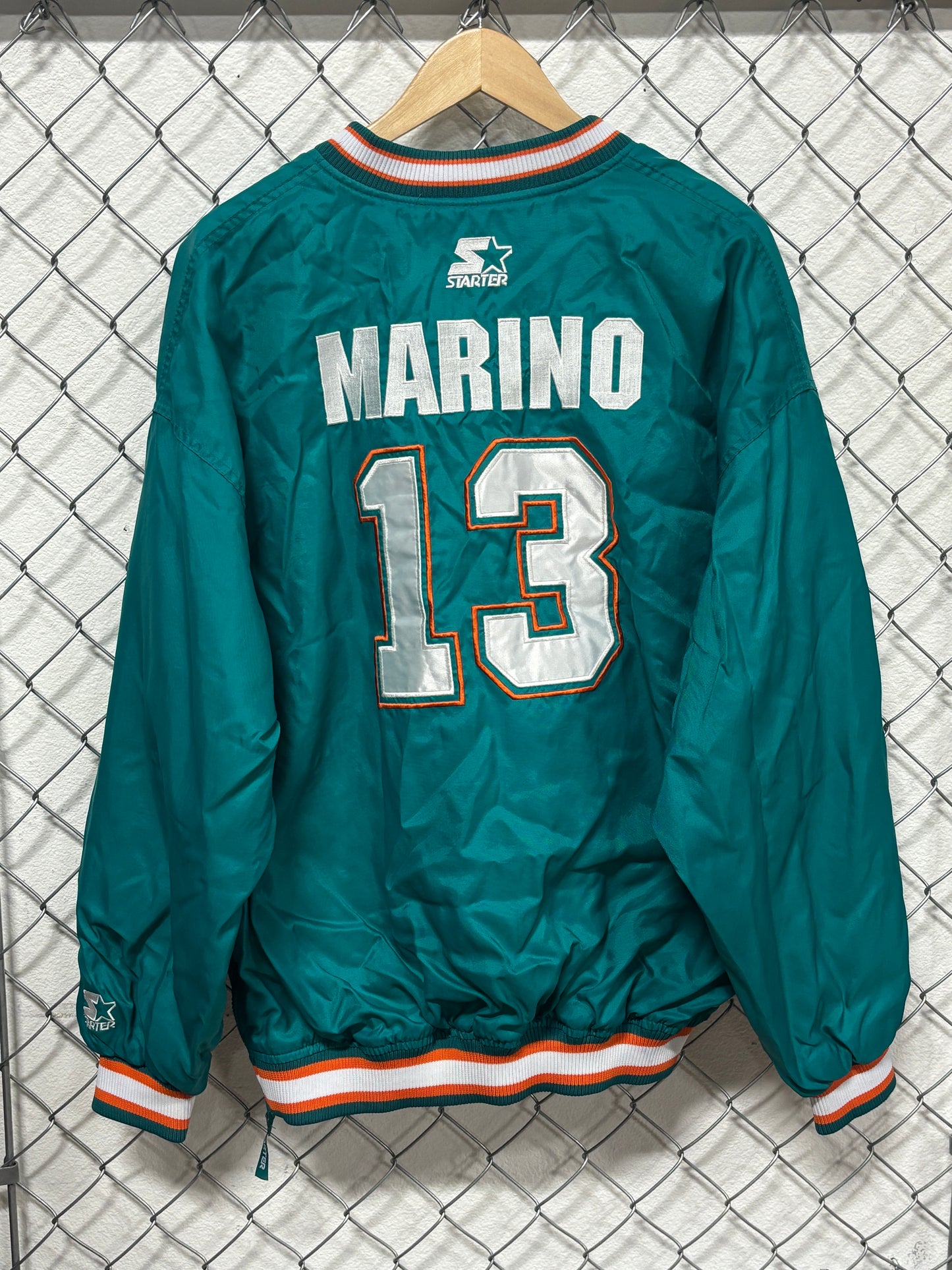 Starter Miami Dolphins Dan Marino #13 Pullover Windbreaker Jacket Size XL