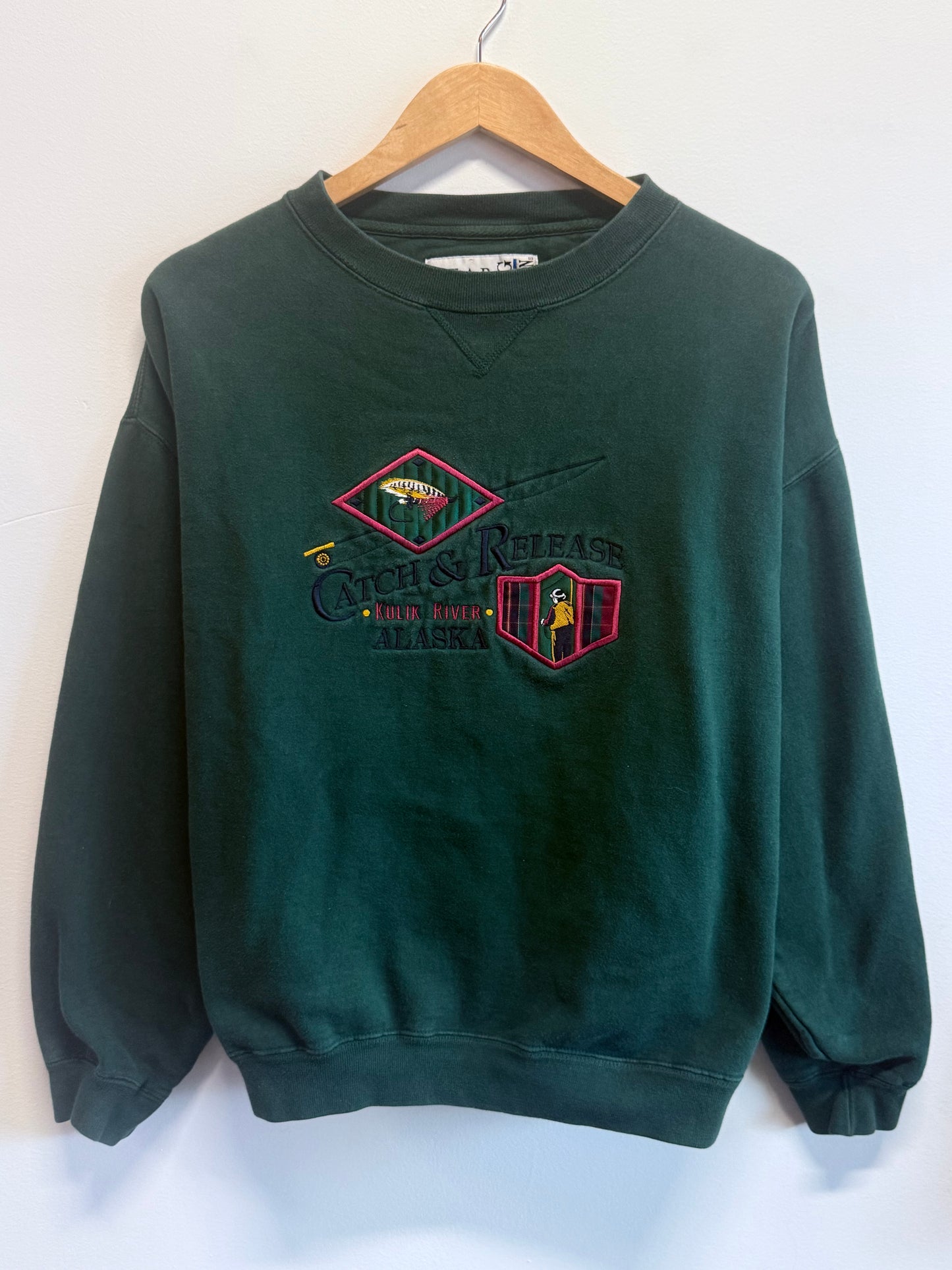 Vintage 90's Alaska Catch and Release Fishing Sweater Size Large