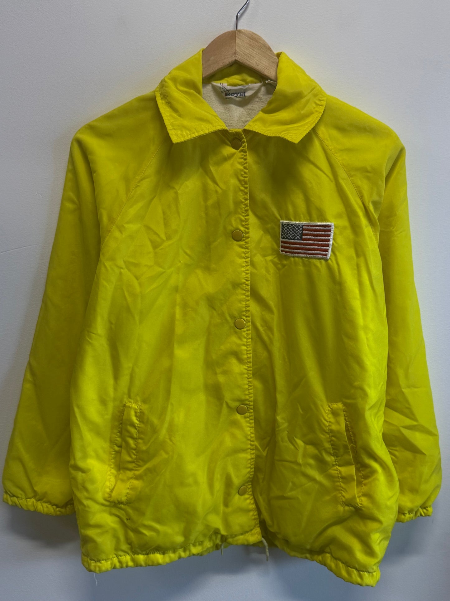 Vintage 80's USA Flag Yellow Coach Jacket Size Medium