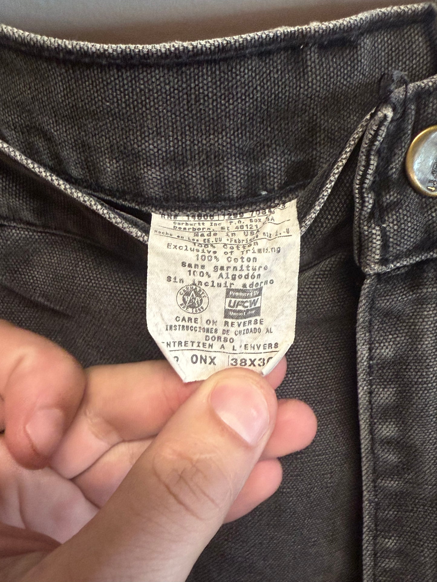 Vintage Carhartt Grey Denim Carpenter Jeans Size 35x29