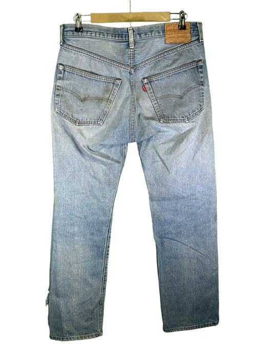 Vintage Levi 501 Distressed Light Wash Selvedge Denim Jeans Size 32x29