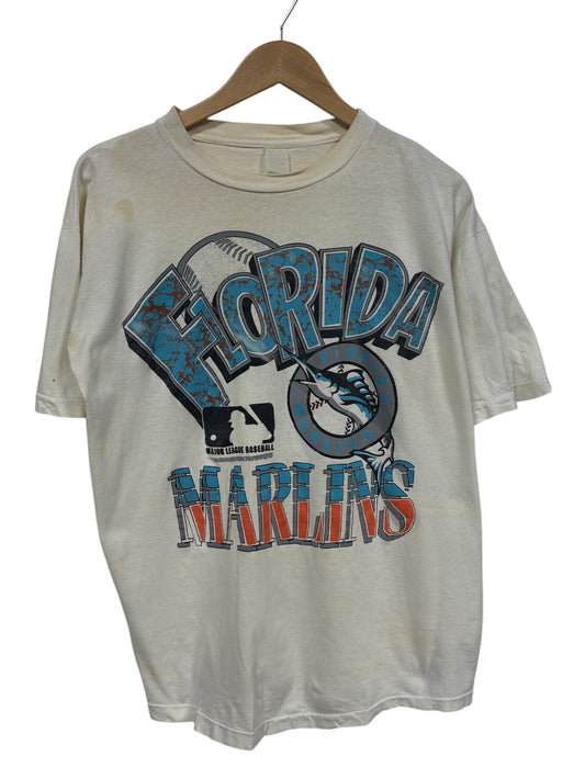 Vintage 90's Florida Marlins Big Print MLB Graphic Tee Size Small