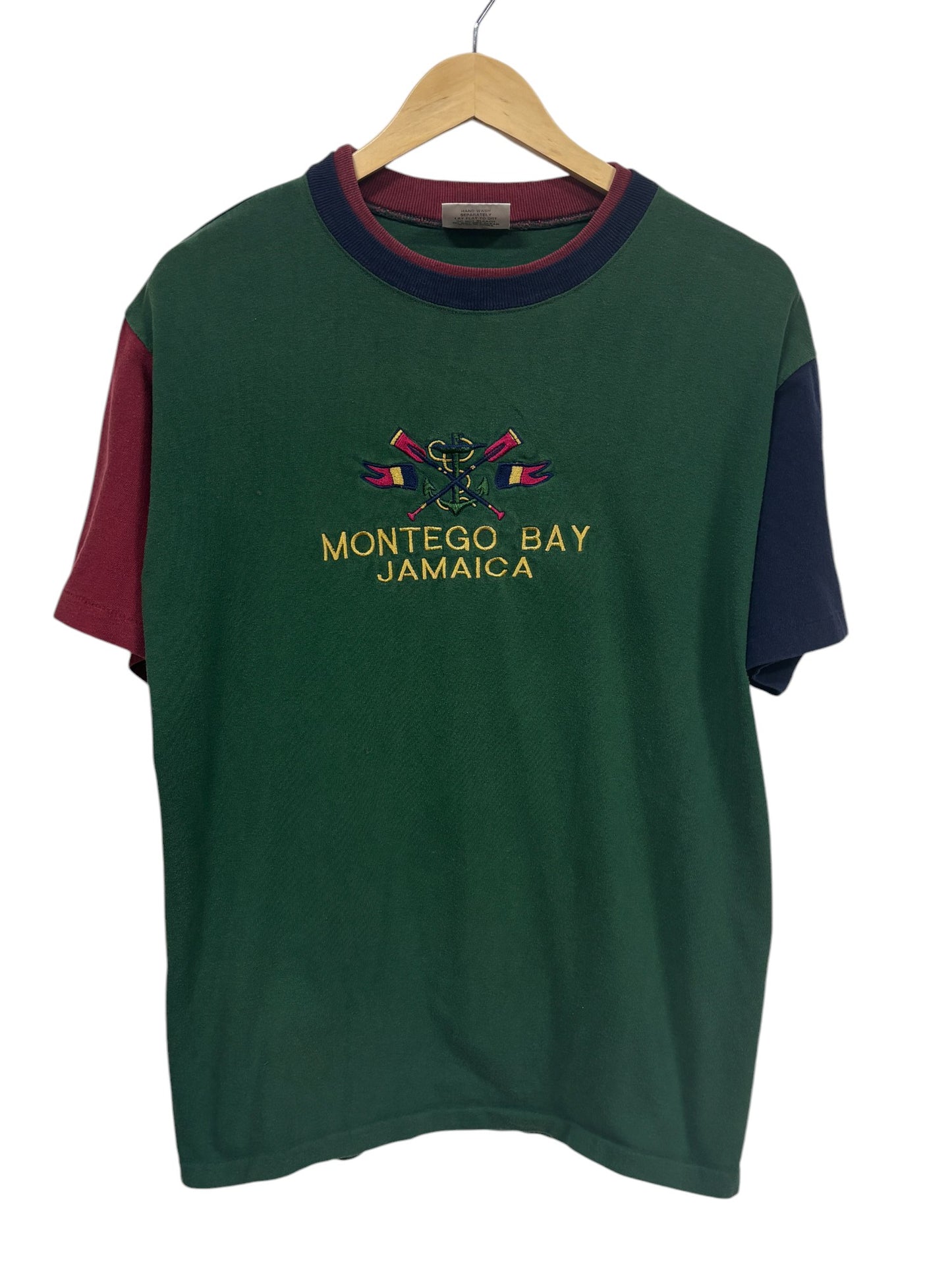 Vintage Jamaica Montego Bay Embroidered Graphic Tee Size Large