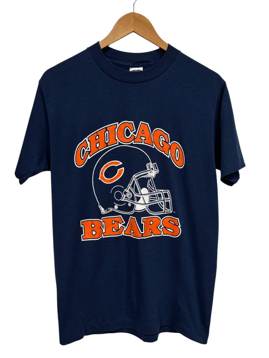 Vintage 80's Chicago Bears Helmet Logo NFL Graphic Tee Size Large