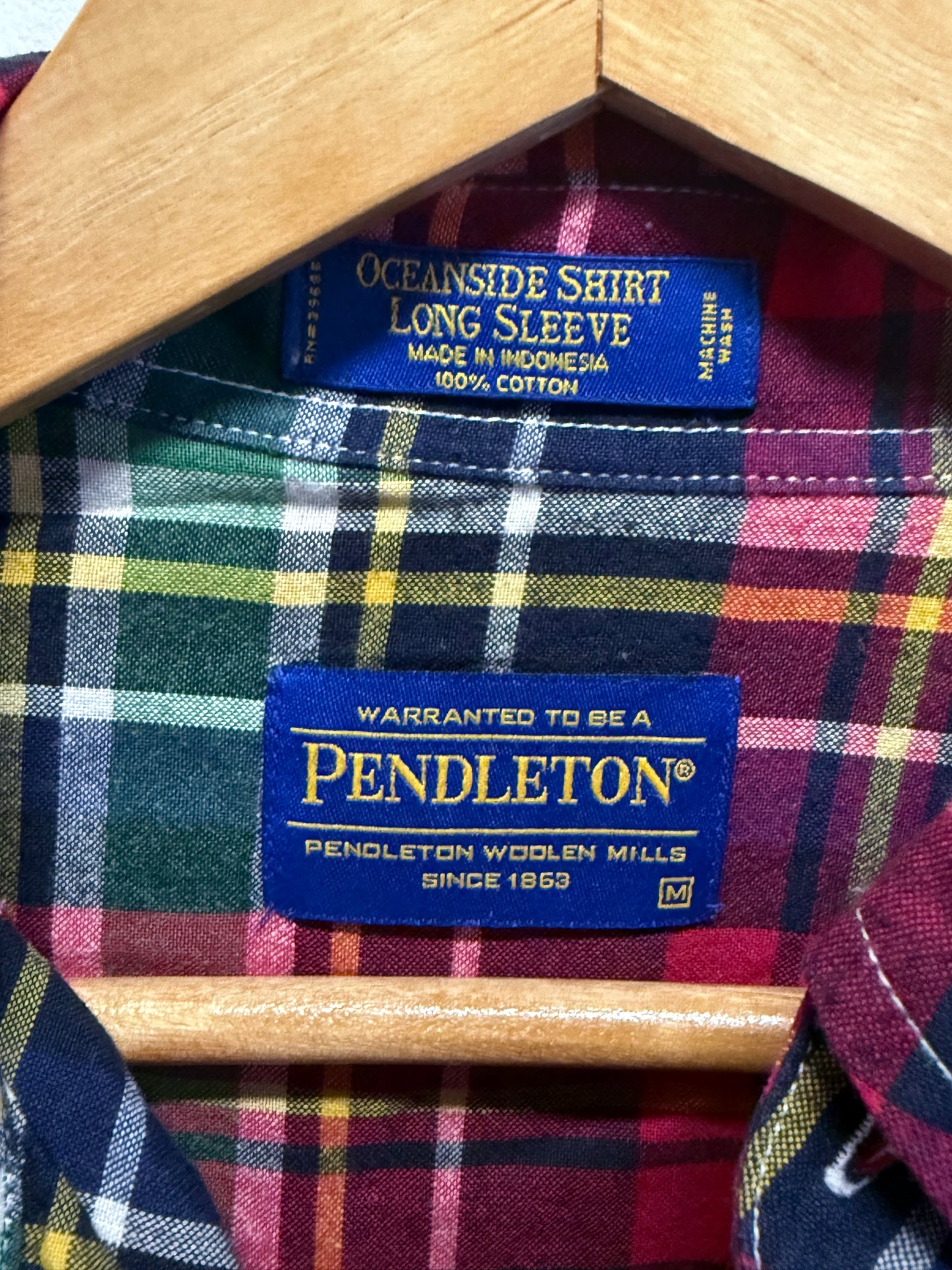 Vintage Pendleton Oceanside Plaid Button Up Shirt Size Medium