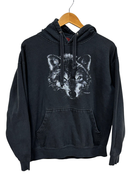 Vintage 90's Lost Creek Clothing Wolf Portrait Nature Hoodie Size Large