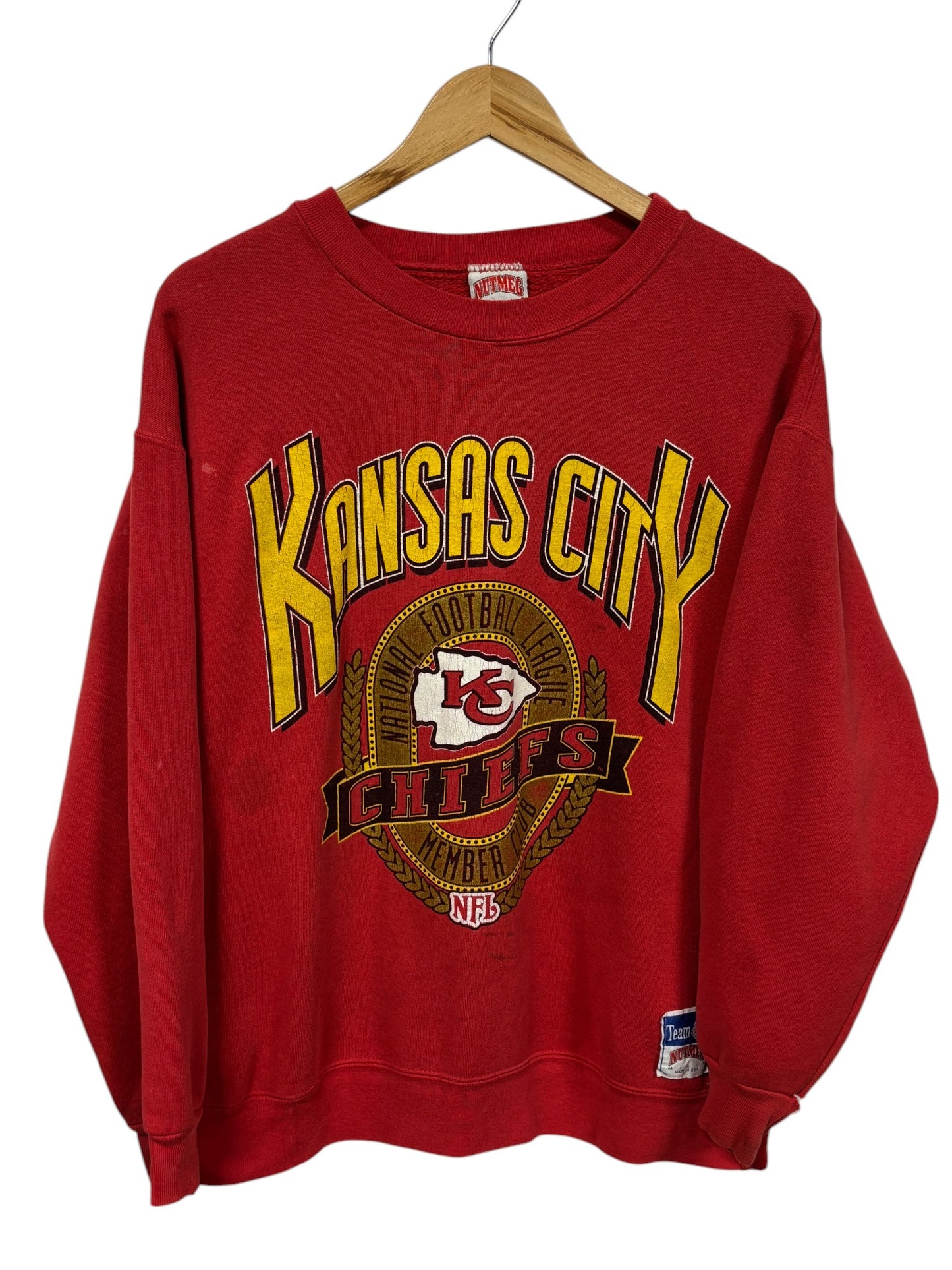 Vintage 90's Nutmeg Kansas City Chiefs NFL Logo Sweater Size Large