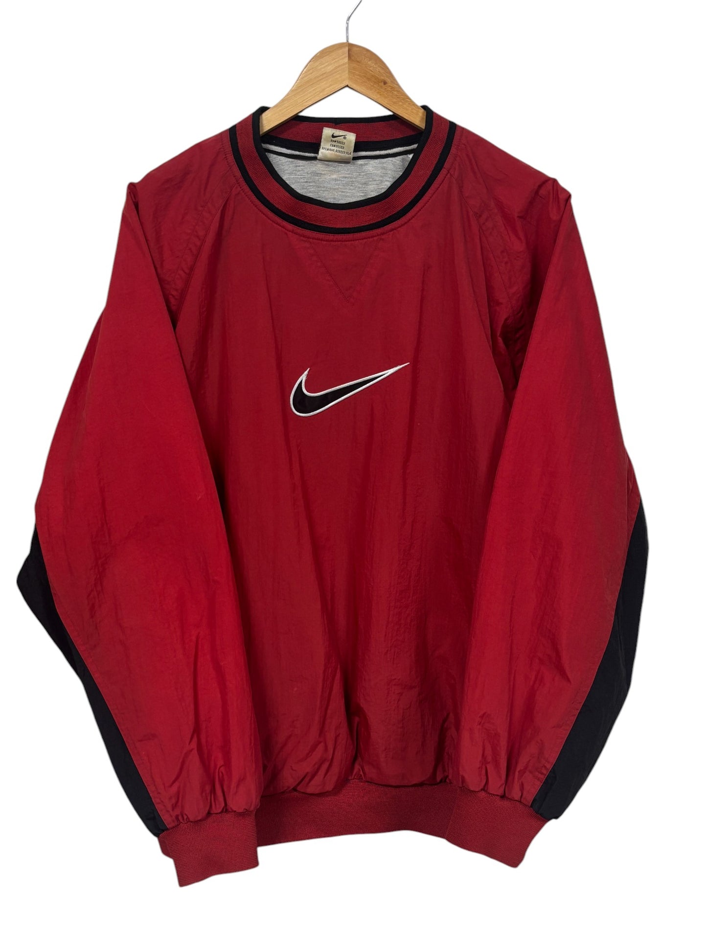 Vintage 90's Nike Red Swoosh Pullover Windbreaker Jacket Size Large