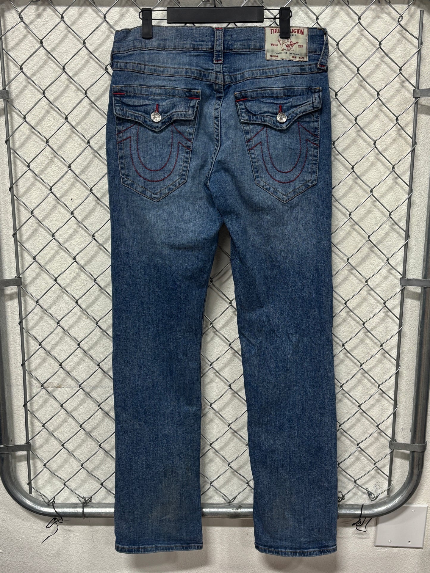 True Religion Ricky Relaxed Straight Light Wash Denim Jeans Size 34x34