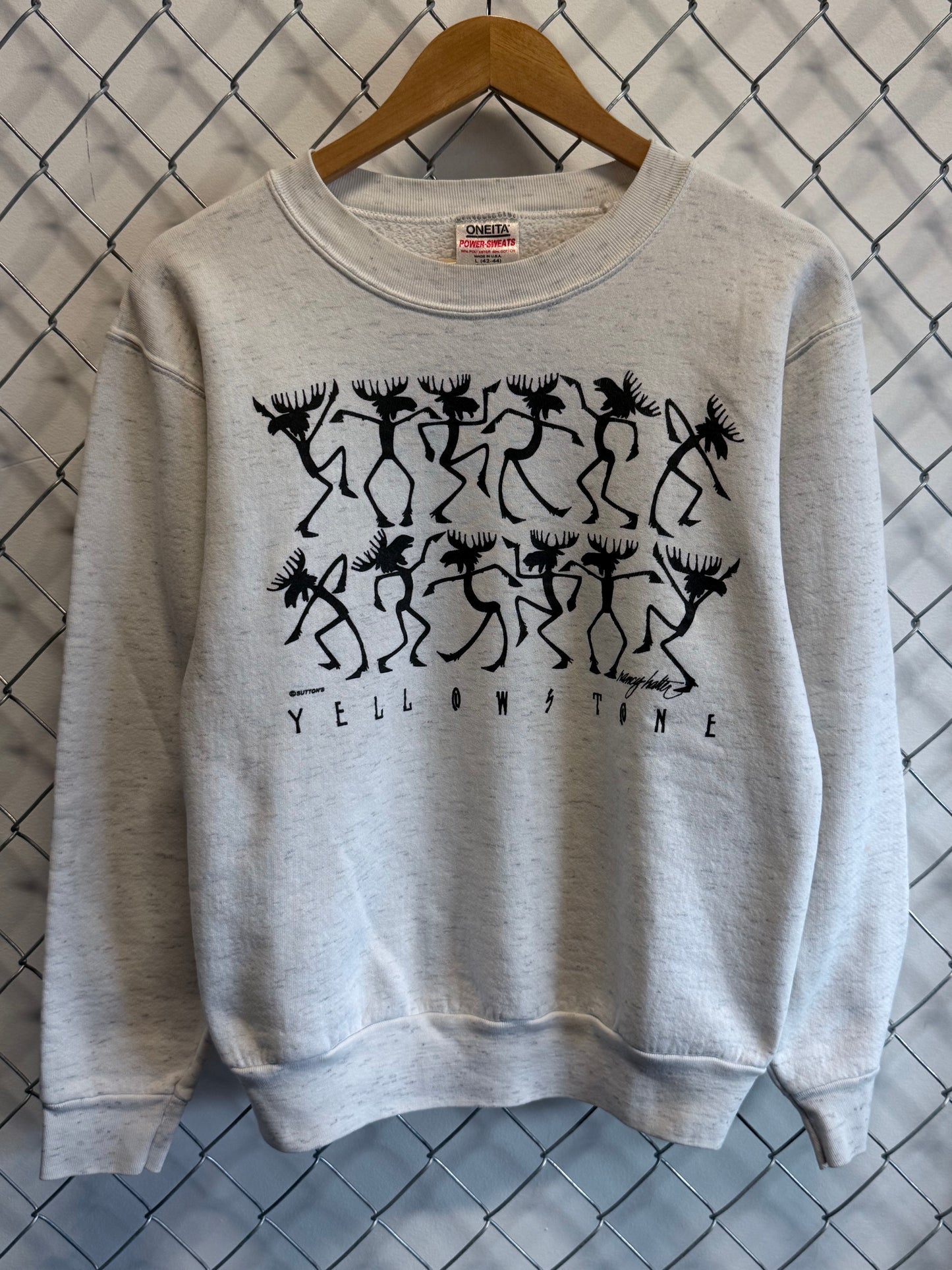 Vintage 90's Yellowstone National Park Moose Cartoon Sweater Size Large