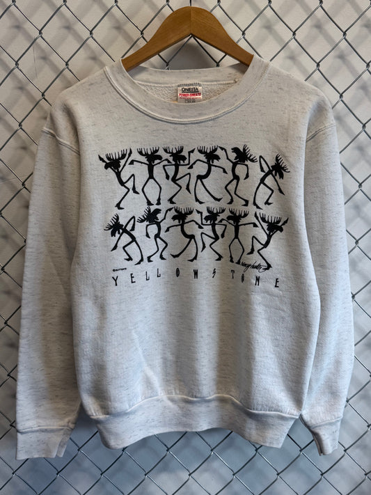 Vintage 90's Yellowstone National Park Moose Cartoon Sweater Size Large