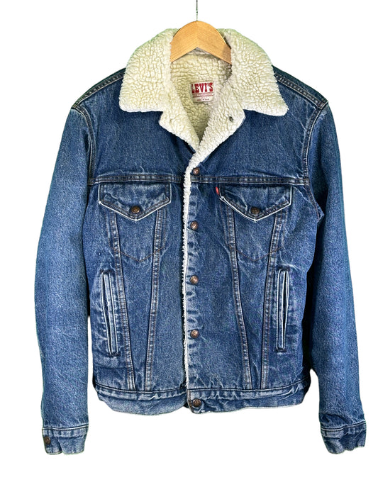 Vintage Levi Sherpa Lined Denim Trucker Jean Jacket Made in USA Size 36L