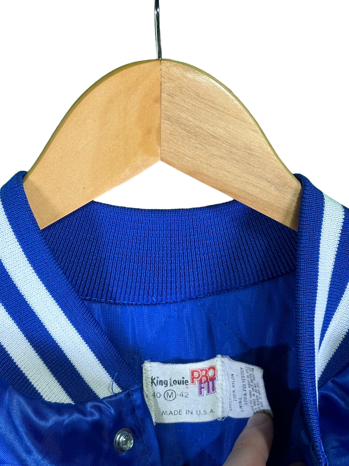 Vintage 80's Nu Skin Blue Satin Bomber Jacket Size Medium