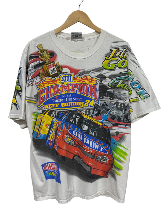 Vintage 2001 NASCAR Jeff Gordon Championship Racing AOP Tee Size Large