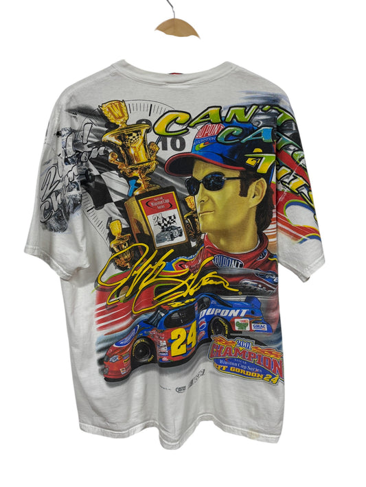 Vintage 2001 NASCAR Jeff Gordon Championship Racing AOP Tee Size Large