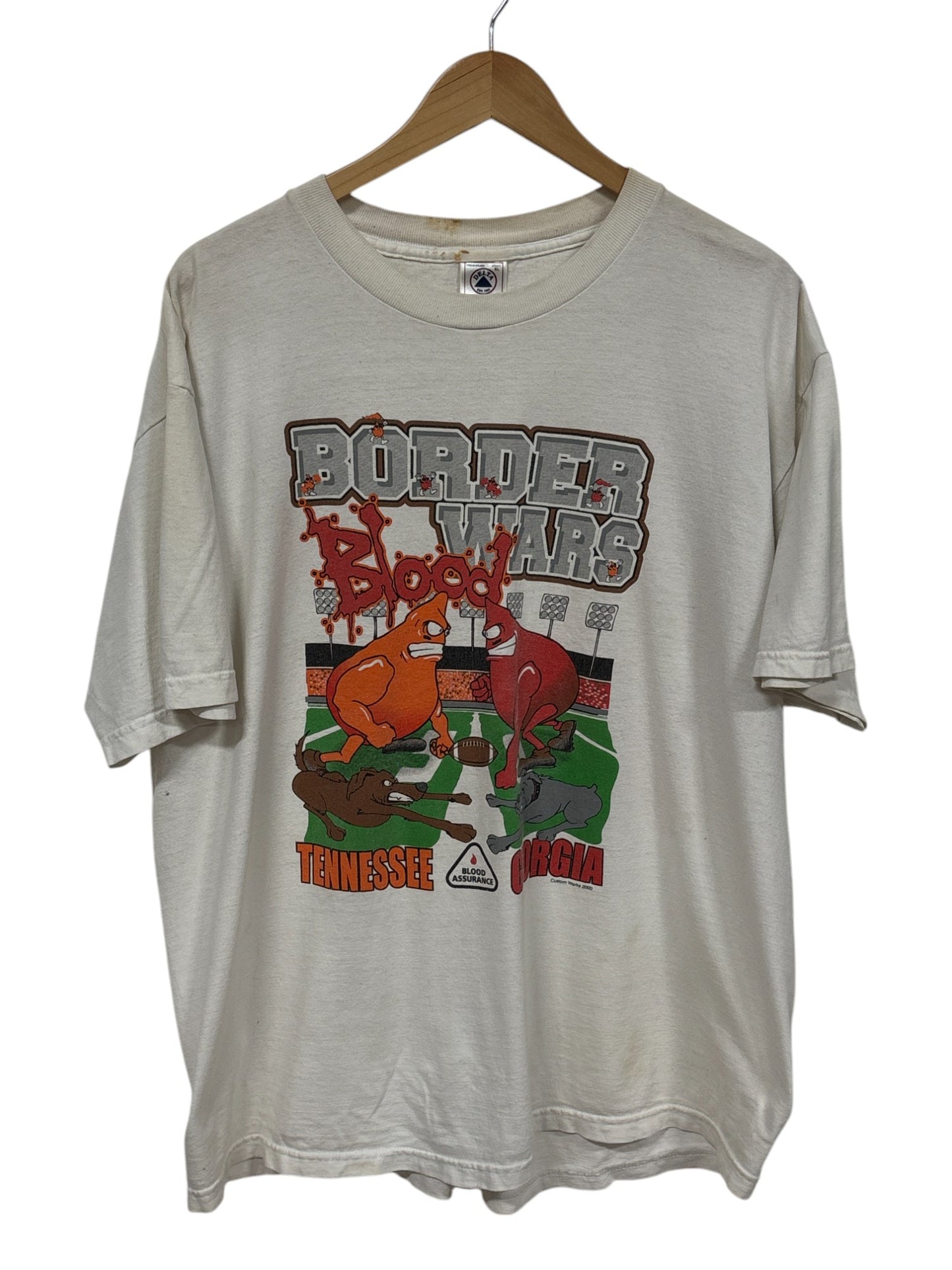 Vintage 2000 Border Wars Tennessee Georgia Football Graphic Tee Size XL