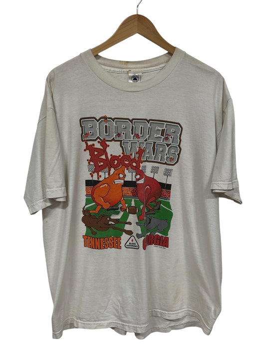 Vintage 2000 Border Wars Tennessee Georgia Football Graphic Tee Size XL